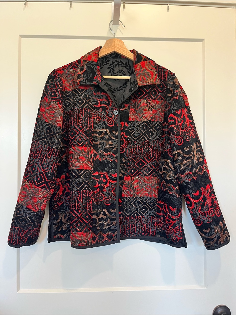 Reversible quilted patchwork brocade jacket goth dark romantic boxy cottagecore